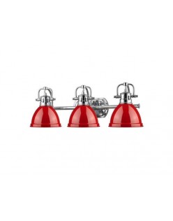 Golden lighting 3602-ba3 ch-rd duncan 3 light bath vanity in  with red shade