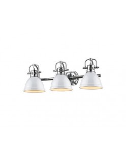 Golden lighting 3602-ba3 ch-wh duncan 3 light bath vanity in  with white shade