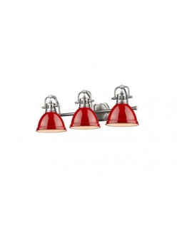 Golden lighting 3602-ba3 pw-rd duncan 3 light bath vanity in pewter with red shade