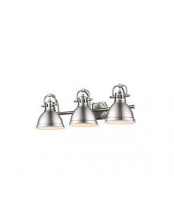 Golden lighting 3602-ba3 pw-pw duncan 3 light bath vanity in pewter with pewter shade