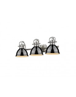 Golden lighting 3602-ba3 pw-bk duncan 3 light bath vanity in pewter with black shade