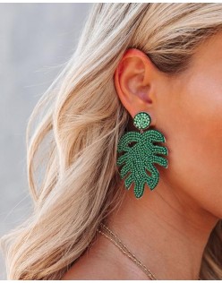 Palm beaded statement earrings