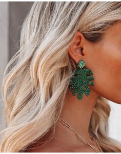 Palm beaded statement earrings