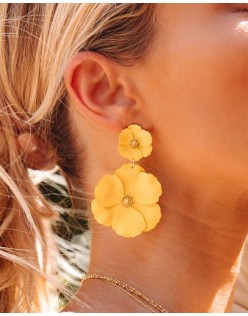 Hibiscus statement earrings - yellow