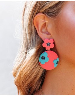 Flower puff statement earrings
