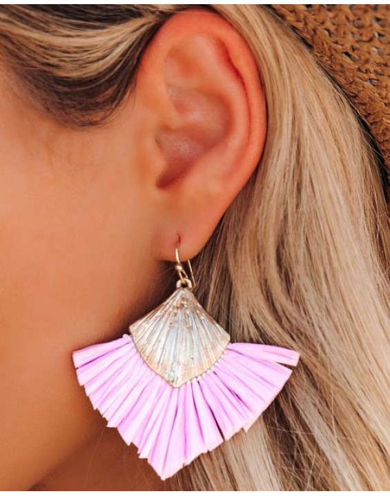Punta cana fringe earrings - lilac