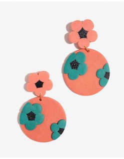 Flower puff statement earrings