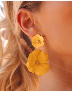 Hibiscus statement earrings - yellow